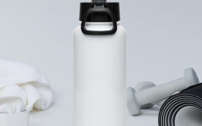 Stainless steel water bottle with a straw lid